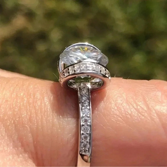 SZ 5 Certified 2 CT 14k White Gold Moissanite Engagement & Wedding Ring - Picture 5 of 11